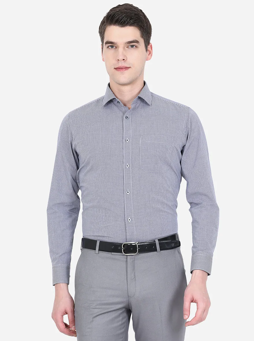 Grey & Black Checked Slim Fit Formal Shirt | Greenfibre