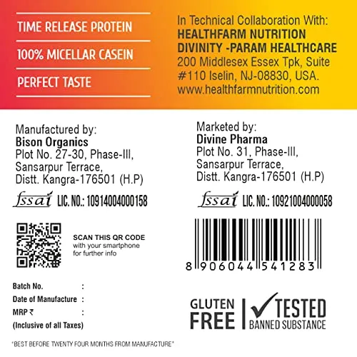 Healthfarm Micellar Casein Protein Powder 1kg |Time Released Protein,Naturally Flavoured Dutch Chocolate