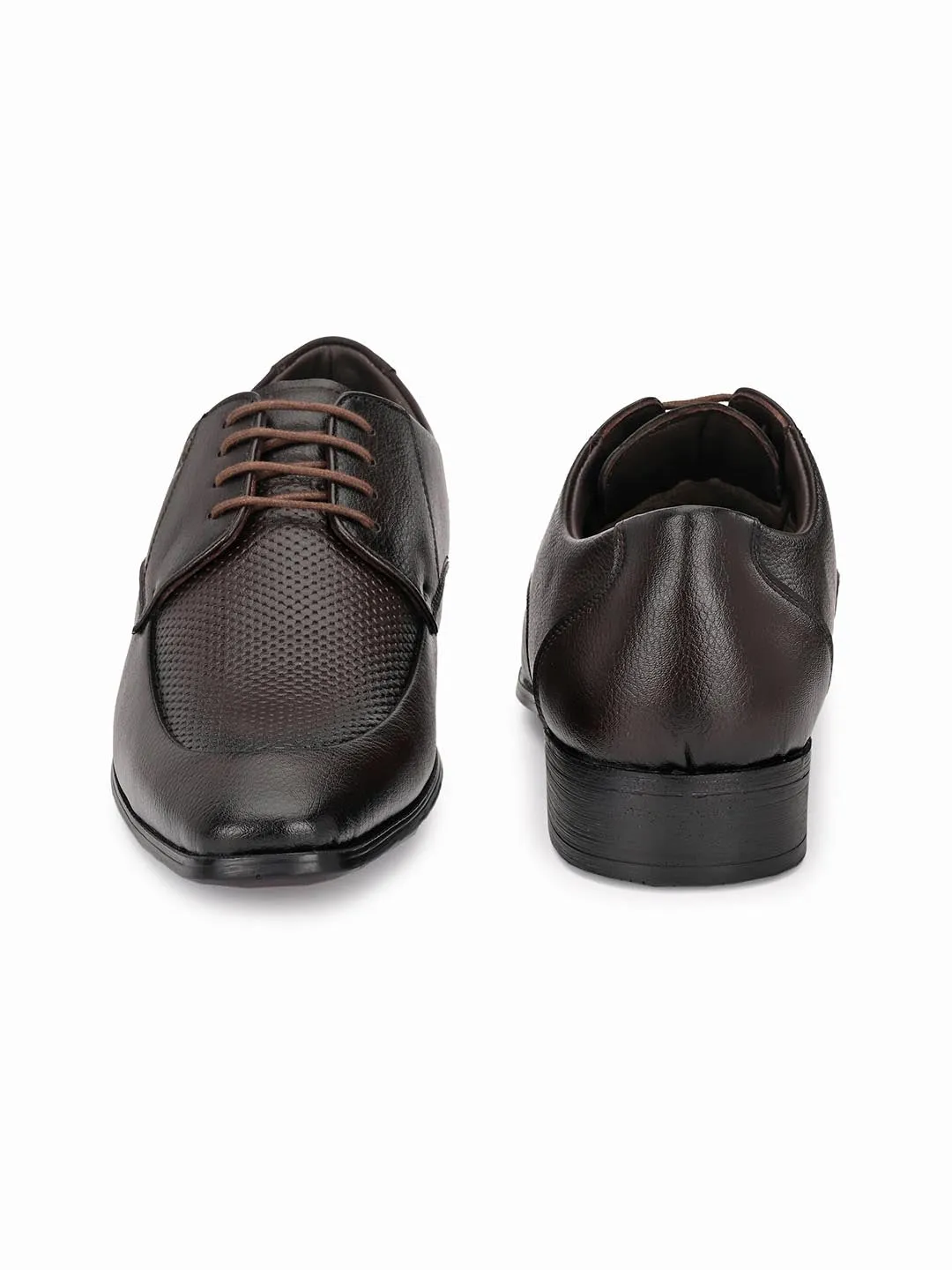 Hitz Men's Brown Synthetic Lace-up Semi-Formal Shoes