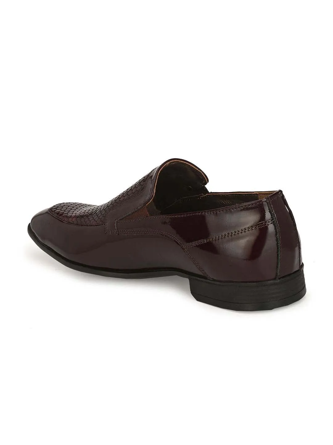 Hitz Men's Cherry Leather Slip-On Party Wear Shoes