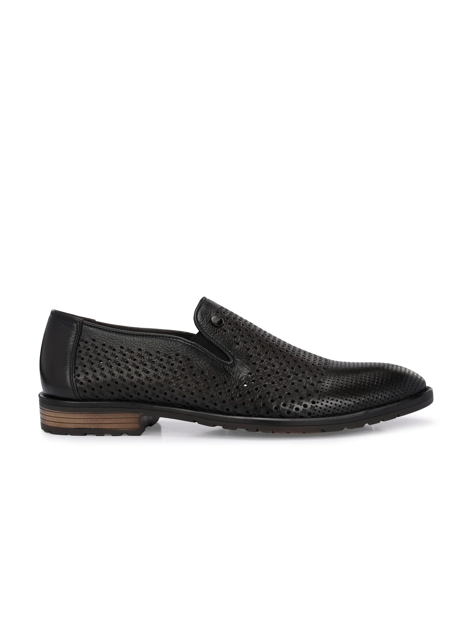 HITZ1681 Men's Brown Leather Party Wear Slip On Shoes