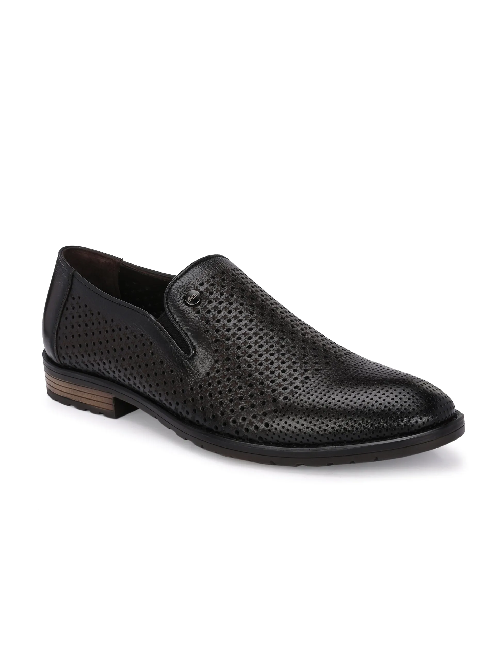 HITZ1681 Men's Brown Leather Party Wear Slip On Shoes