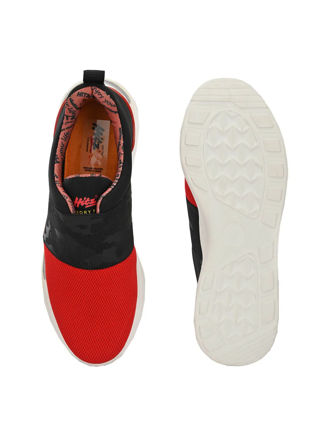 HITZ209 Men's Red Leather Casual Slip-On Shoes