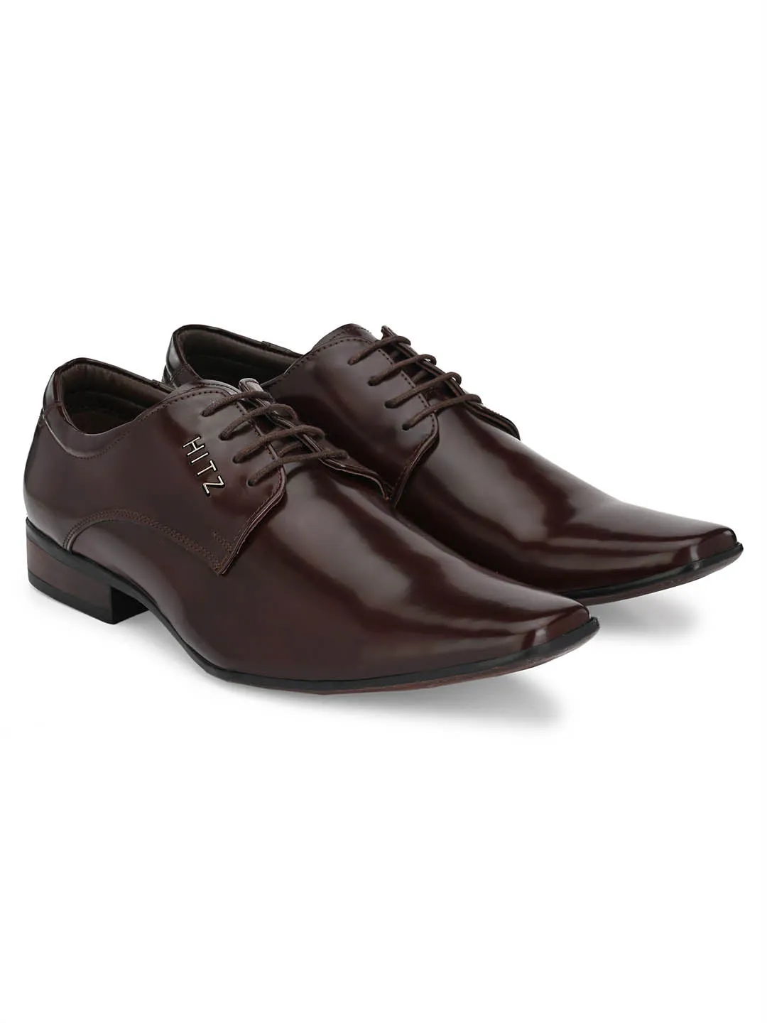 HITZMS_2904 Men's Brown Synthetic Formal  Lace-Up Shoes