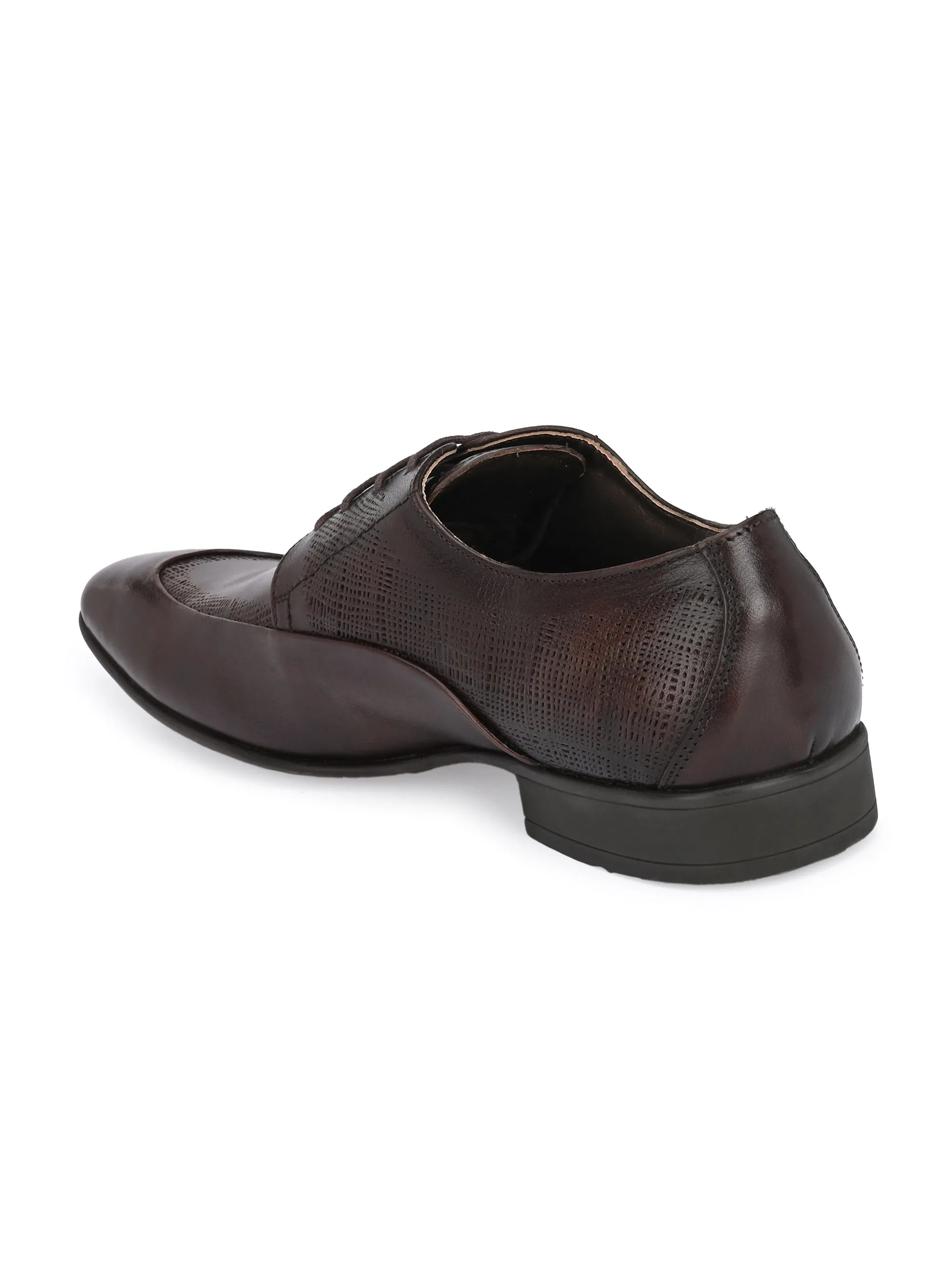 HITZN-19 Men's Brown Leather Party Wear Lace-Up Shoes