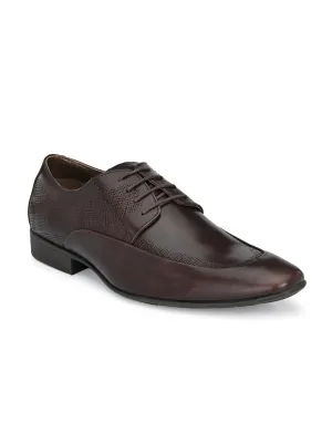 HITZN-19 Men's Brown Leather Party Wear Lace-Up Shoes