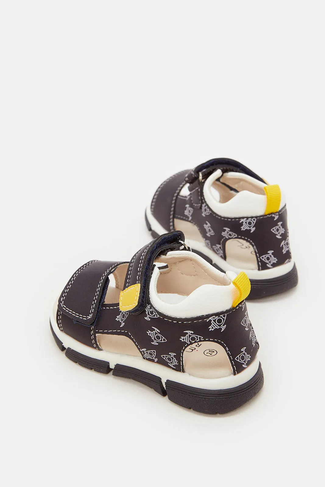 Infant Boys Black Sporty Sandals