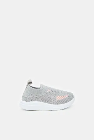 Infant Girls Grey Slip-On Pumps