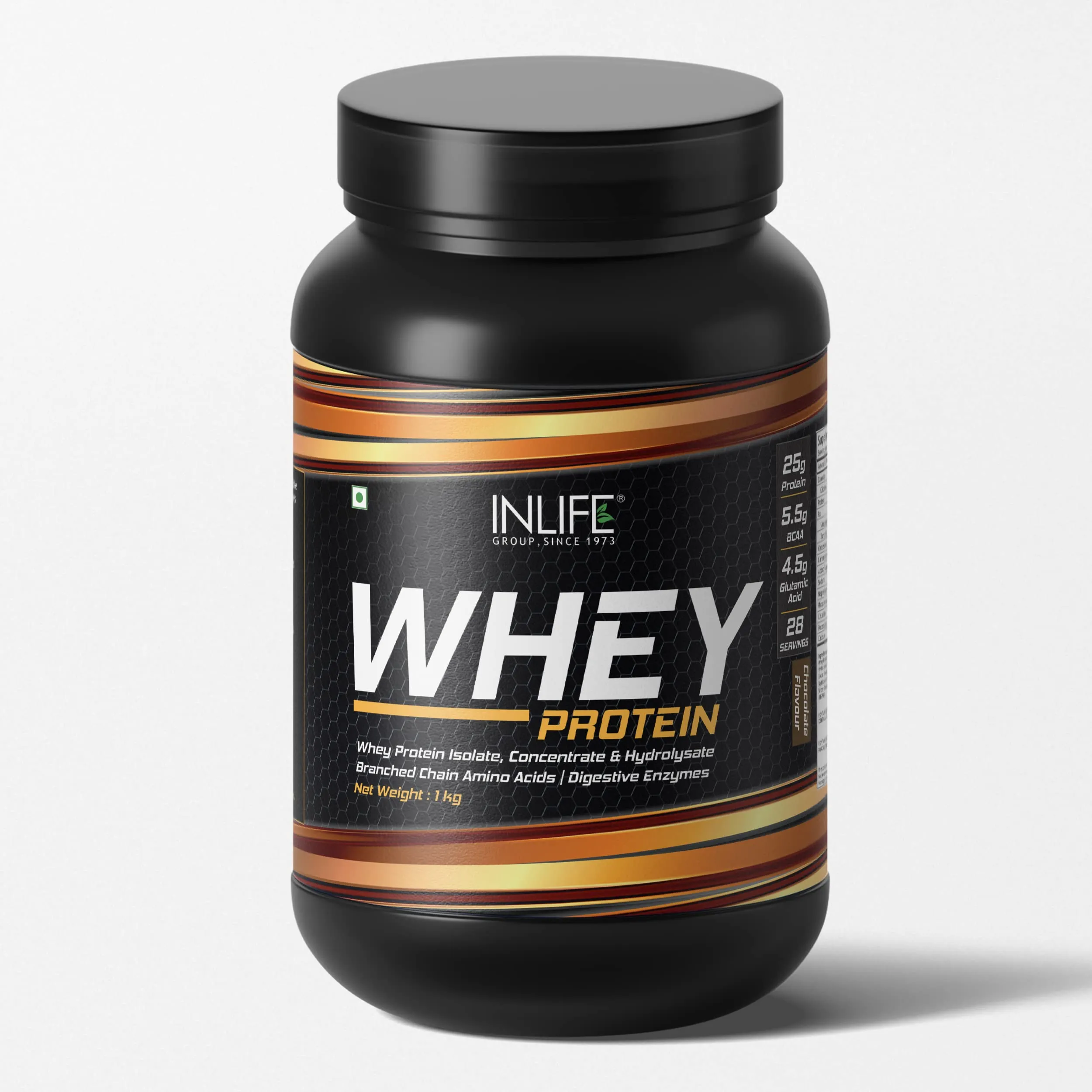 INLIFE Whey Protein Powder | Blend of Isolate Concentrate Hydrolysate | Sports Nutrition Workout Drink, Muscle Food, Body Building Supplement (Chocolate, 1kg)