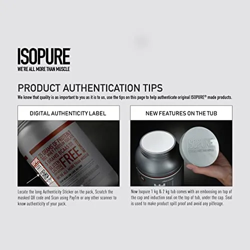 Isopure Whey Protein Isolate Powder with less than 1.5gm of Carbs and Vitamins for Immune Support - 1 kg Cookies & Cream, Vegetarian protein for Men & Women. Offer Pack