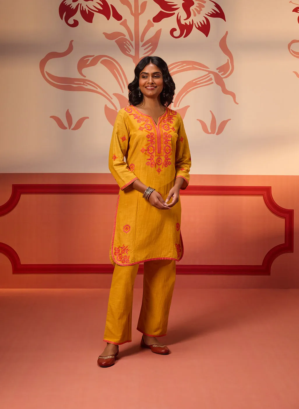 Jannat Sunshine Embroidered Cotton Linen Designer Kurta Set