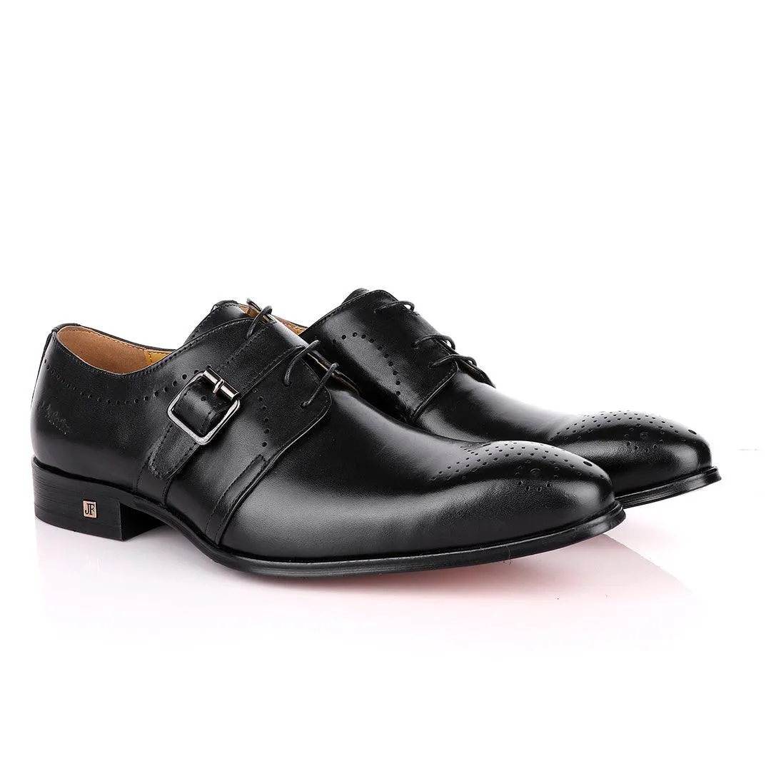 John Foster Plain Black Single Strap Buckle Oxford Shoe