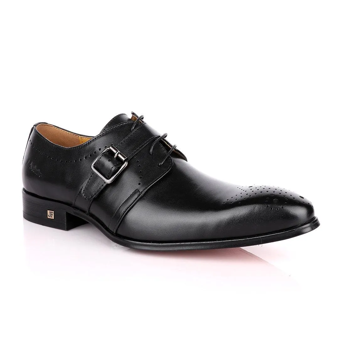 John Foster Plain Black Single Strap Buckle Oxford Shoe