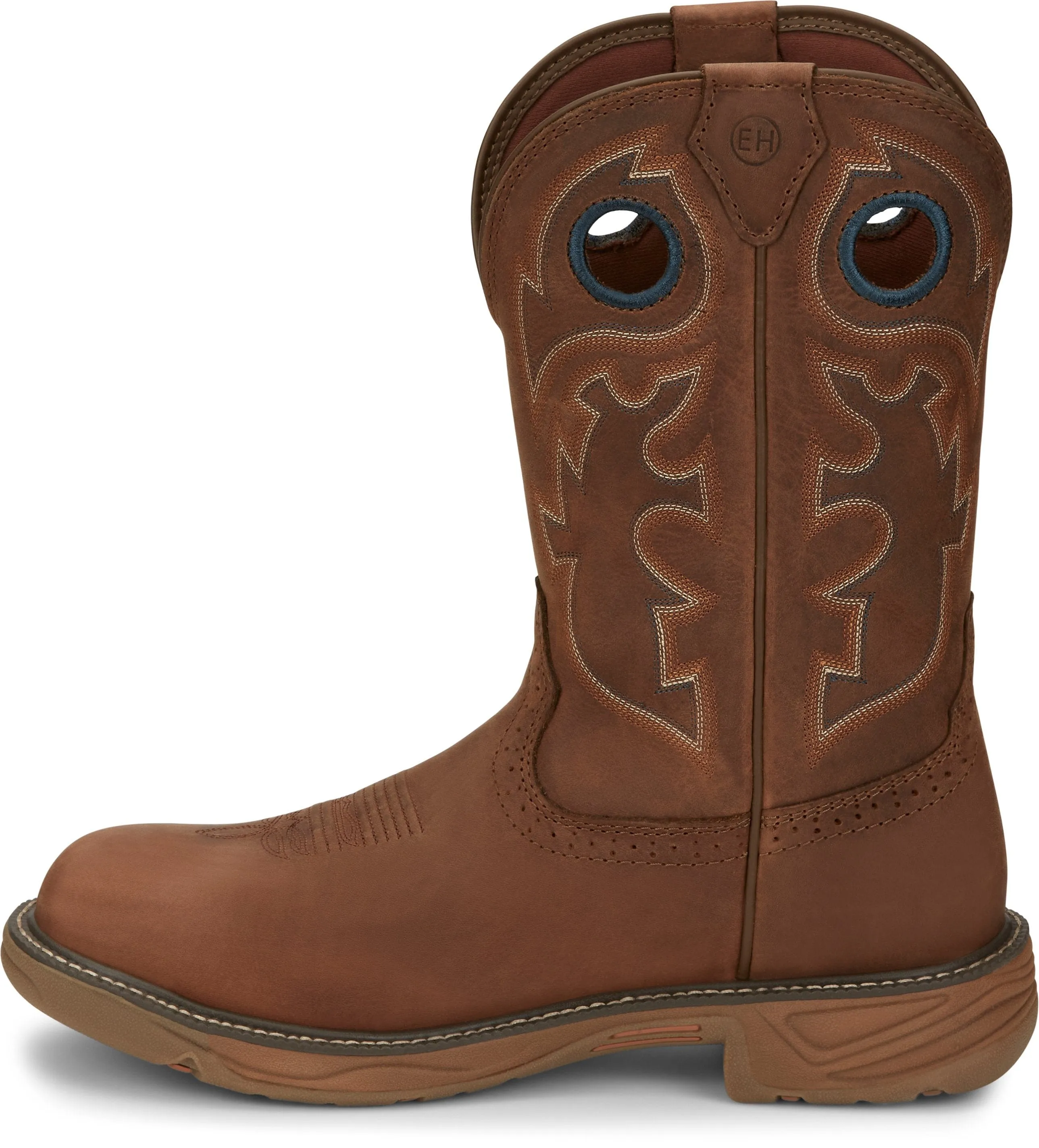 Justin Men's Stampede Rush Barley Brown Waterproof Non-Safety Round Toe Work Boots - SE4332