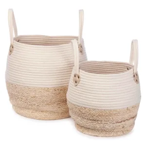 Kids Depot Cord & Wicker Basket Set Cream