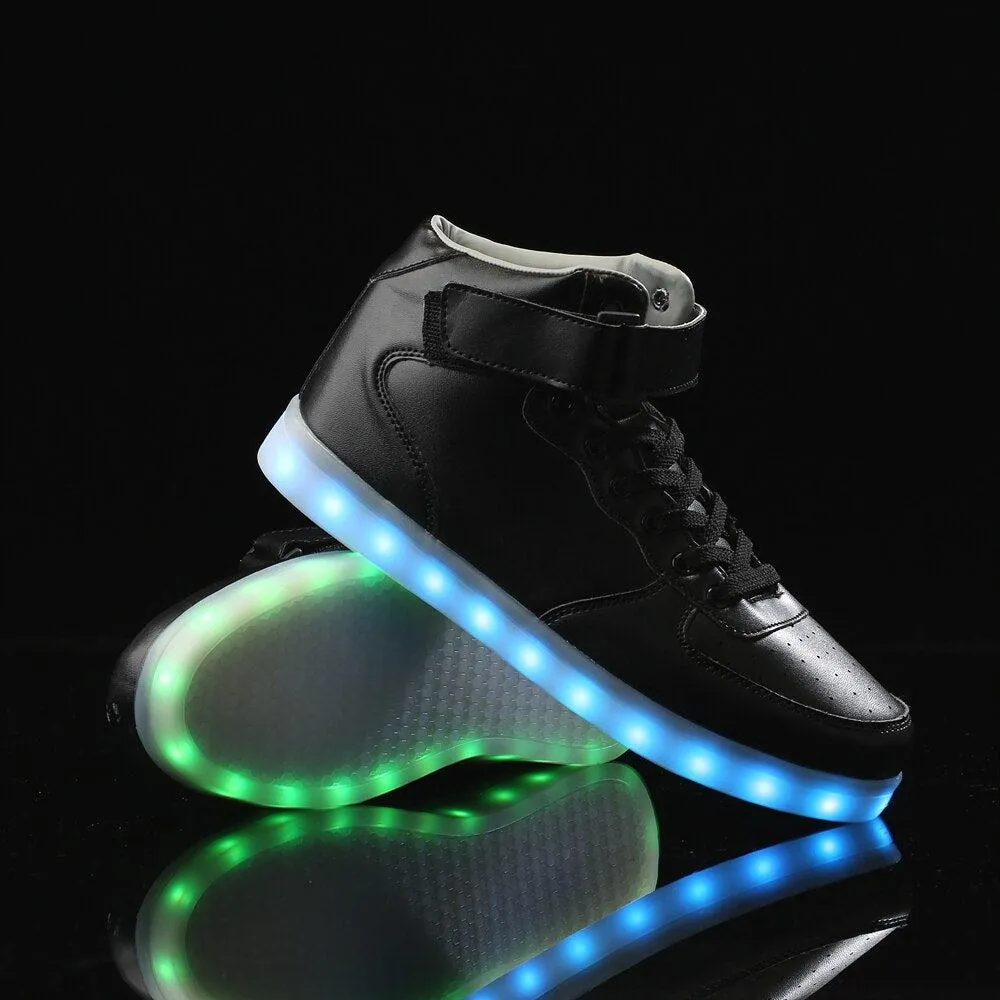 Led Sneakers Black Remote Led Light Colors  | High Top Led Light Shoes  | Led Light Shoes For Men