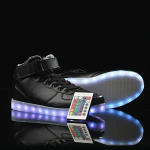 Led Sneakers Black Remote Led Light Colors  | High Top Led Light Shoes  | Led Light Shoes For Men