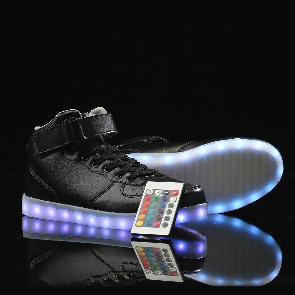 Led Sneakers Black Remote Led Light Colors  | High Top Led Light Shoes  | Led Light Shoes For Men