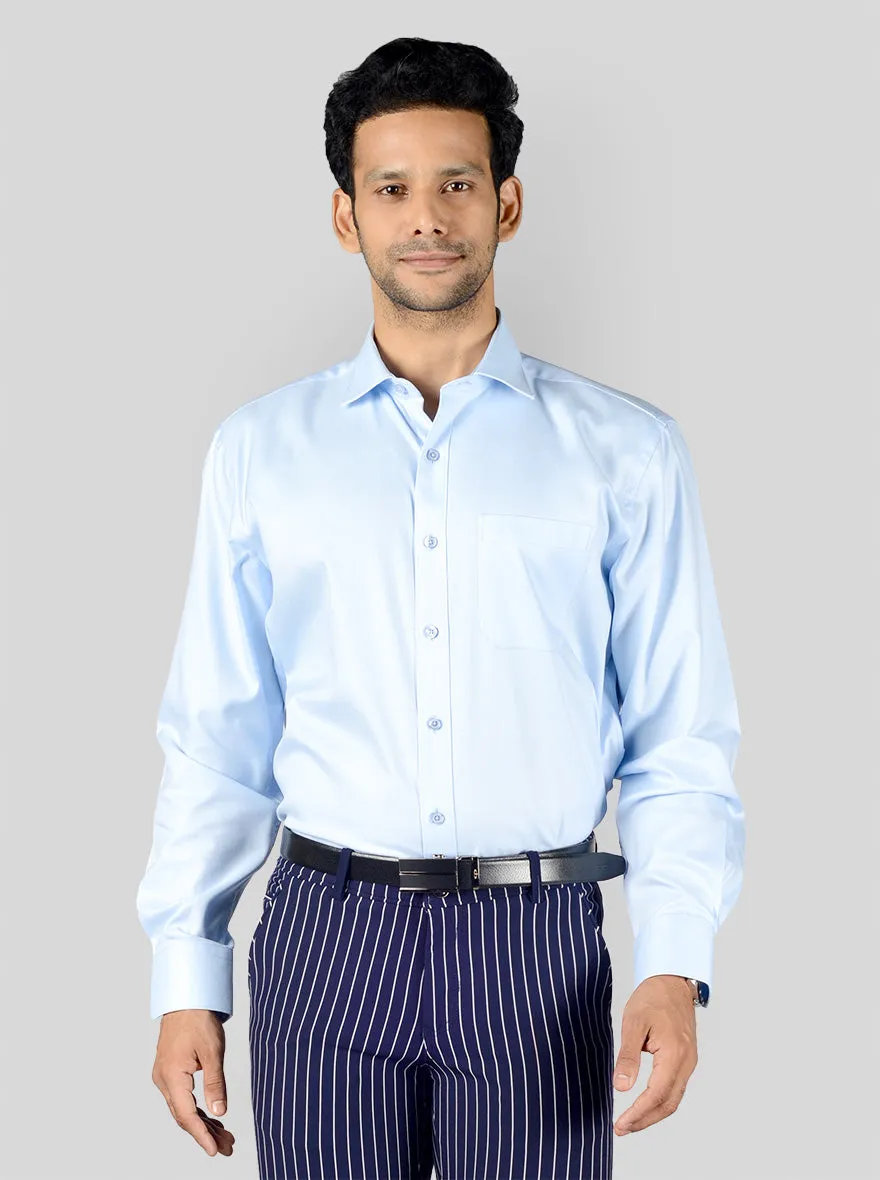 Light Blue Self Textured Slim Fit Party Wear Shirt | Greenfibre