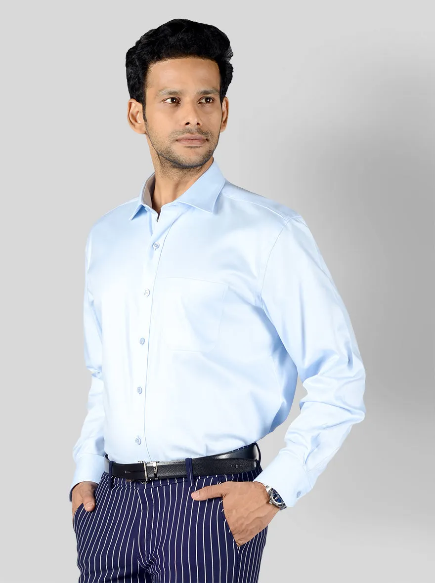 Light Blue Self Textured Slim Fit Party Wear Shirt | Greenfibre