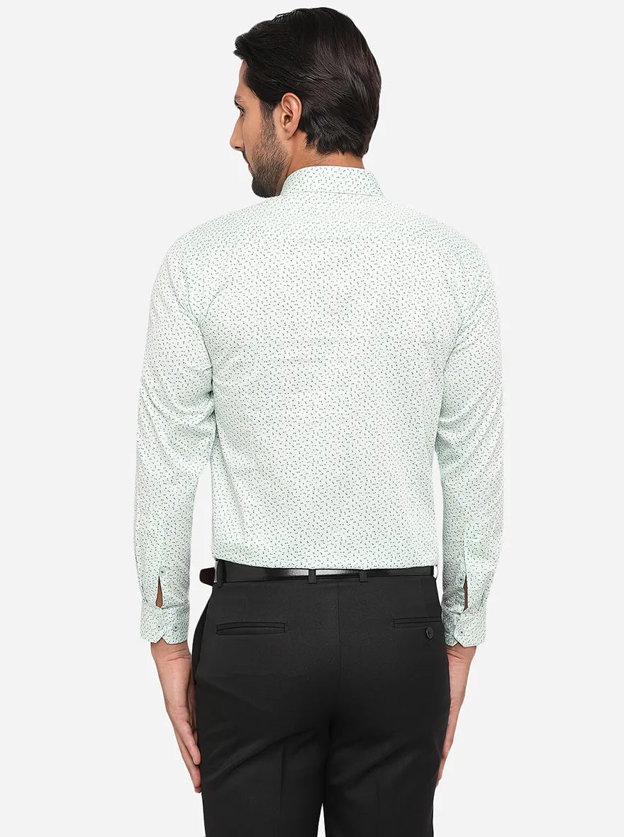 Light Green Printed Slim Fit Formal Shirt | Greenfibre