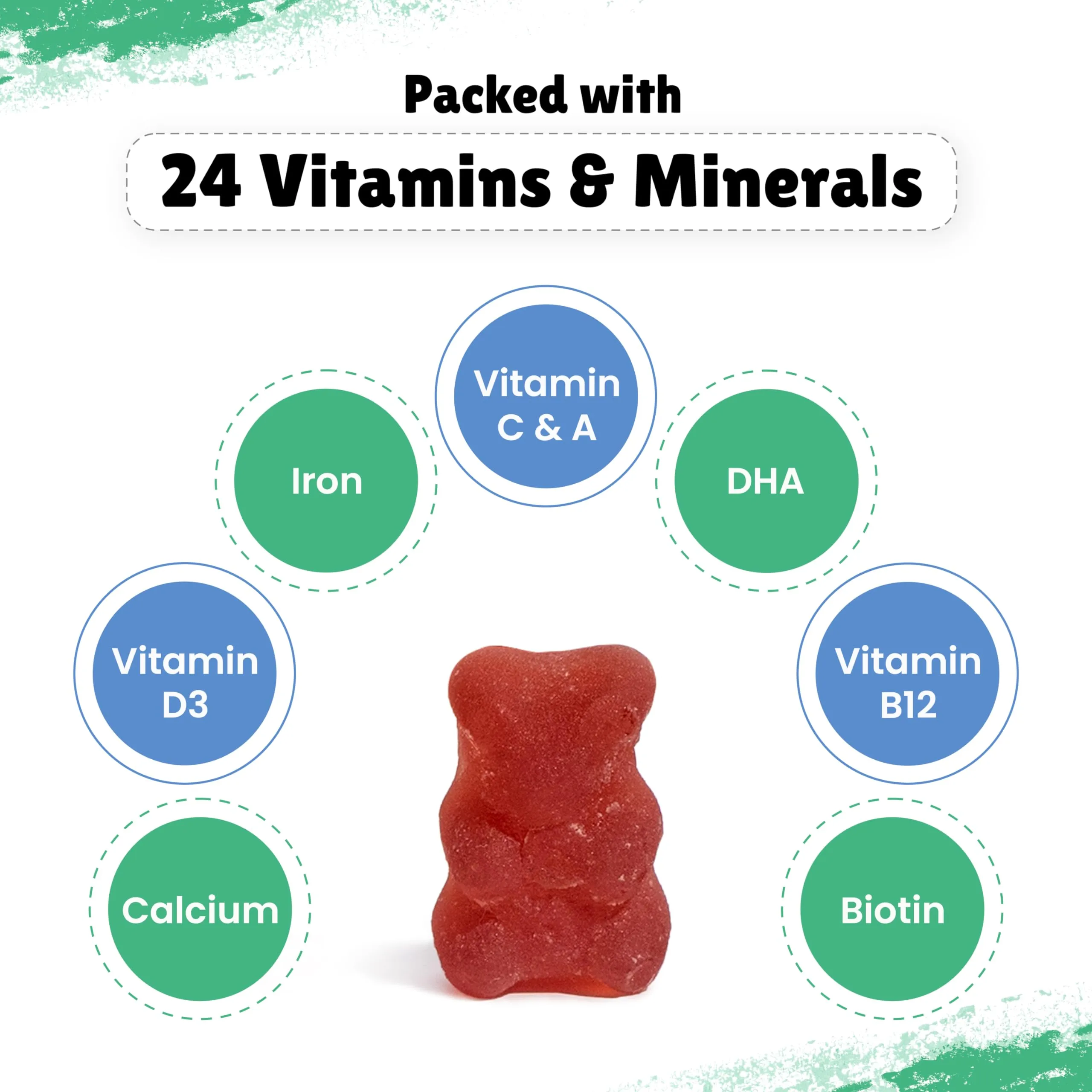 Little Joys Multivitamin Gummies 2  Years | 30 Days Pack | With 11 essential vitamins & minerals | No Sugar Added | Strawberry Flavour | Boosts Immunity, Bone Density & Eyesight