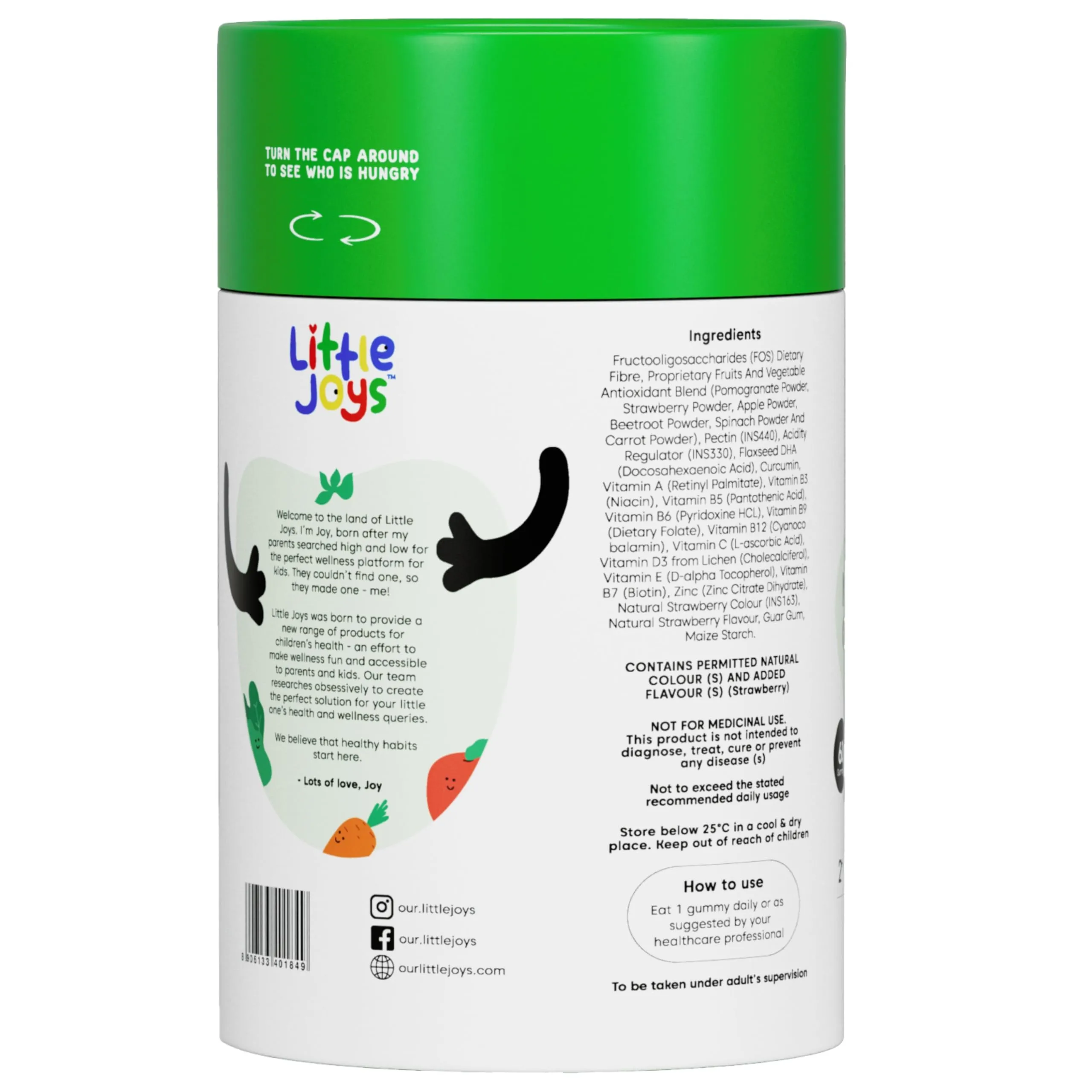 Little Joys Multivitamin Gummies 2  Years | 30 Days Pack | With 11 essential vitamins & minerals | No Sugar Added | Strawberry Flavour | Boosts Immunity, Bone Density & Eyesight