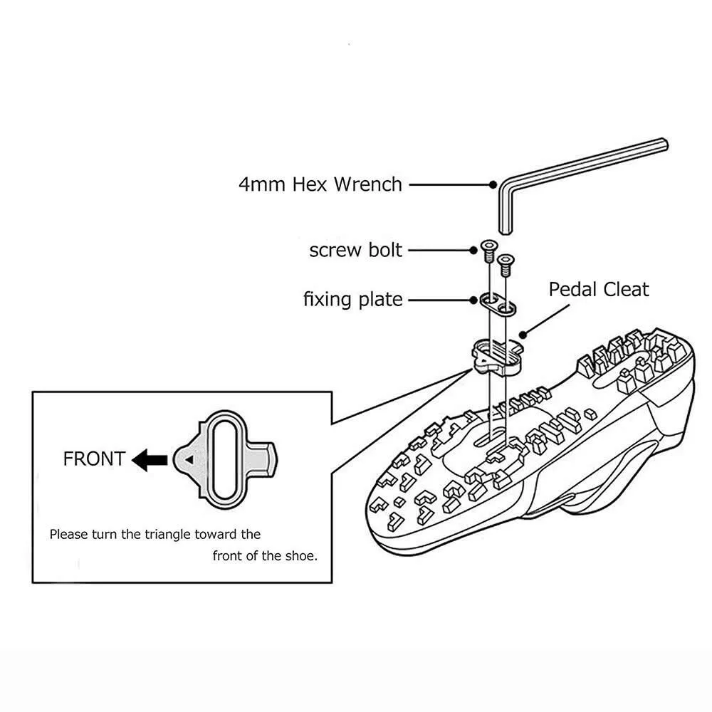 Lixada Bicycle Mountain Cleat Biking MTB Cleat Set Clips Kit W/Hardware Nuts Clip-in Cleats for Shimano SPD Pedals