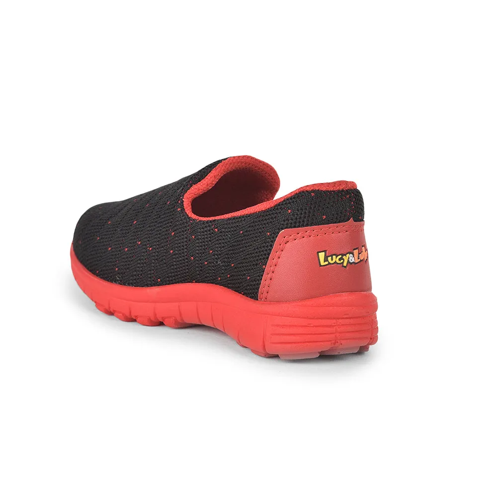 Lucy & Luke (Black) Sports Non Lacing Walking Shoes For Kids 2123-10 By Liberty