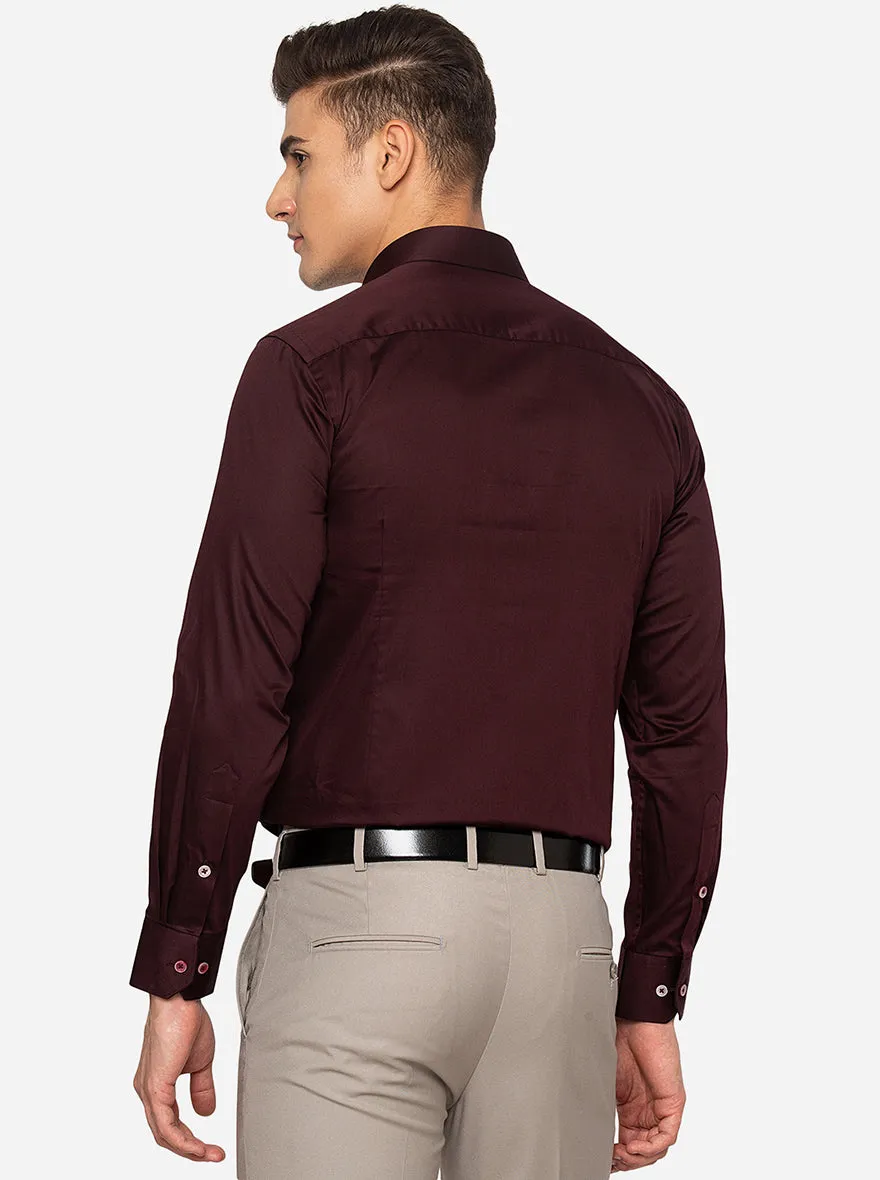 Maroon Solid Slim Fit Formal Shirt | Greenfibre