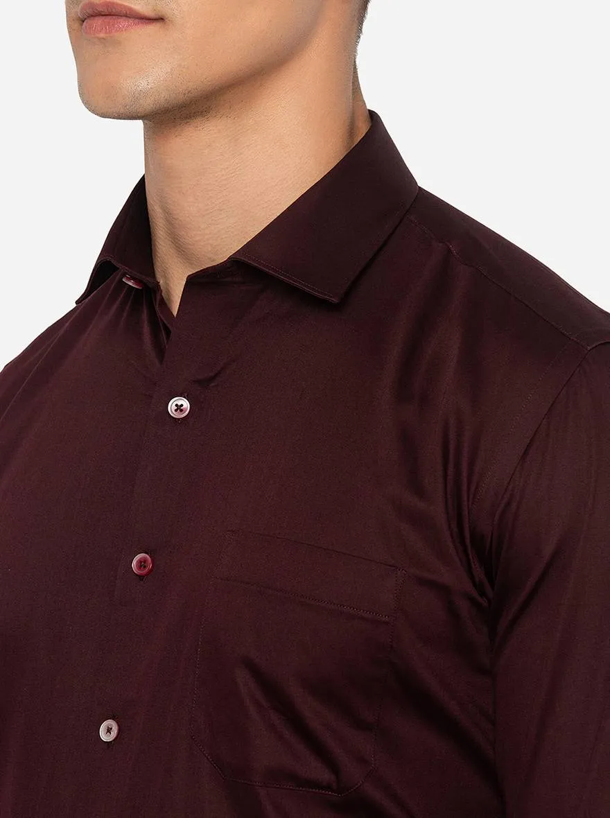 Maroon Solid Slim Fit Formal Shirt | Greenfibre