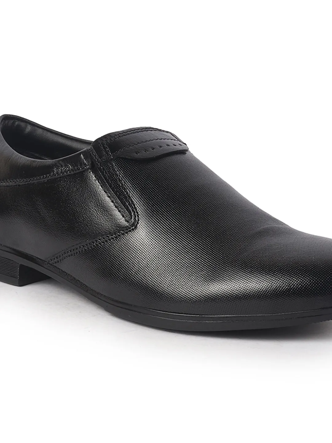 Men Black Genuine Leather Broad Feet Formal Slip On Shoe|Work Wear|Comfort for Office|Anti Skid Sole