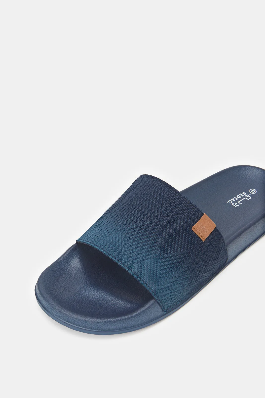 Men Navy Slide With Padded Upper