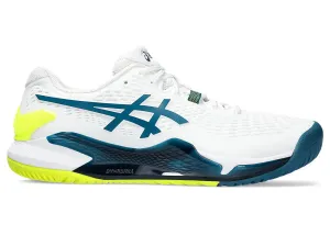 Men's Asics Gel-Resolution 9, White/Restful Teal, 9.5 2E Wide