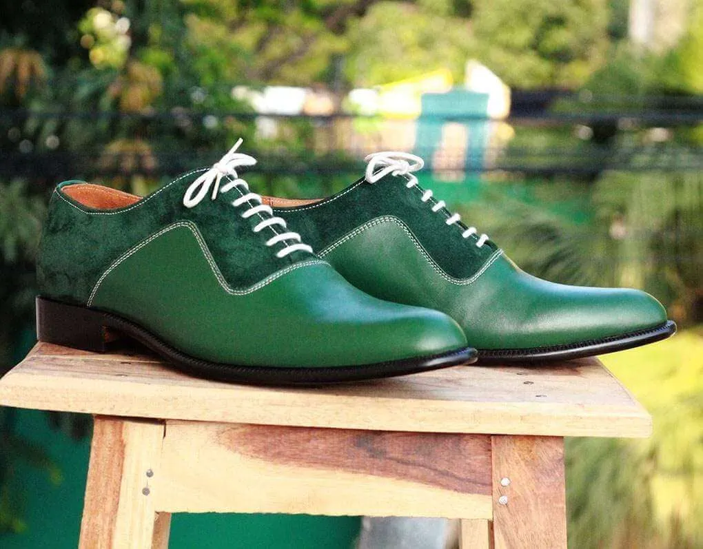 Men's Green Leather Suede Shoe