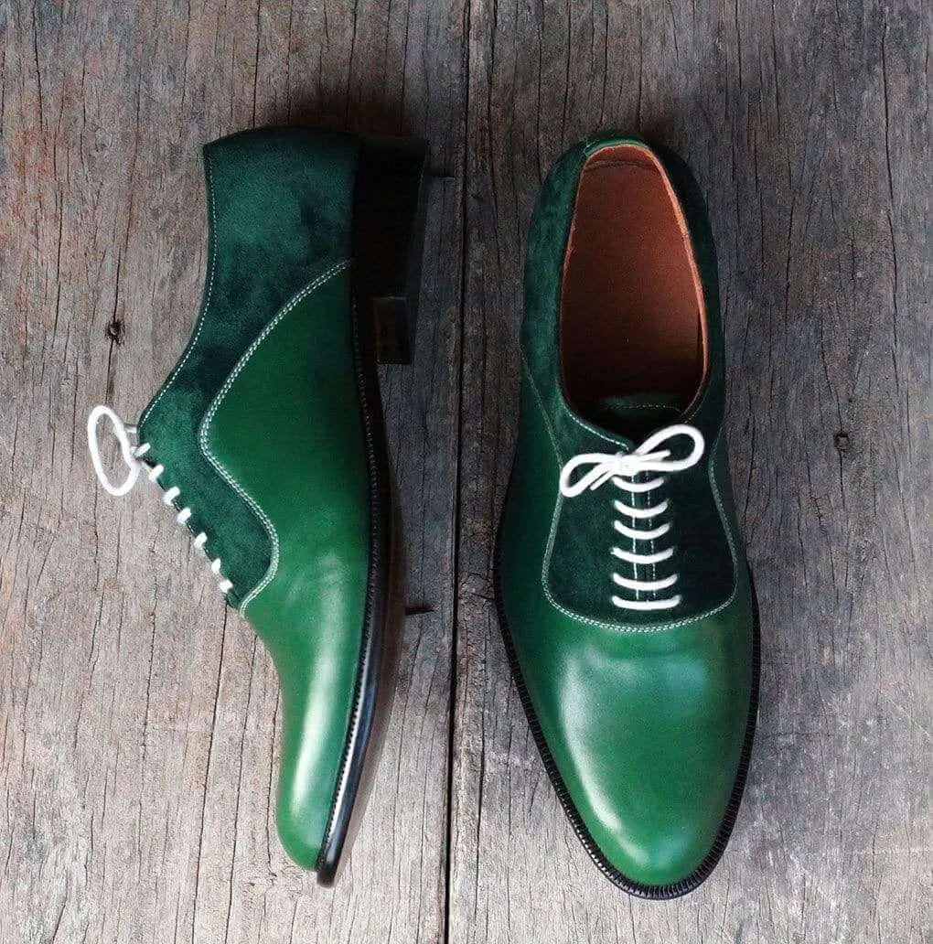 Men's Green Leather Suede Shoe