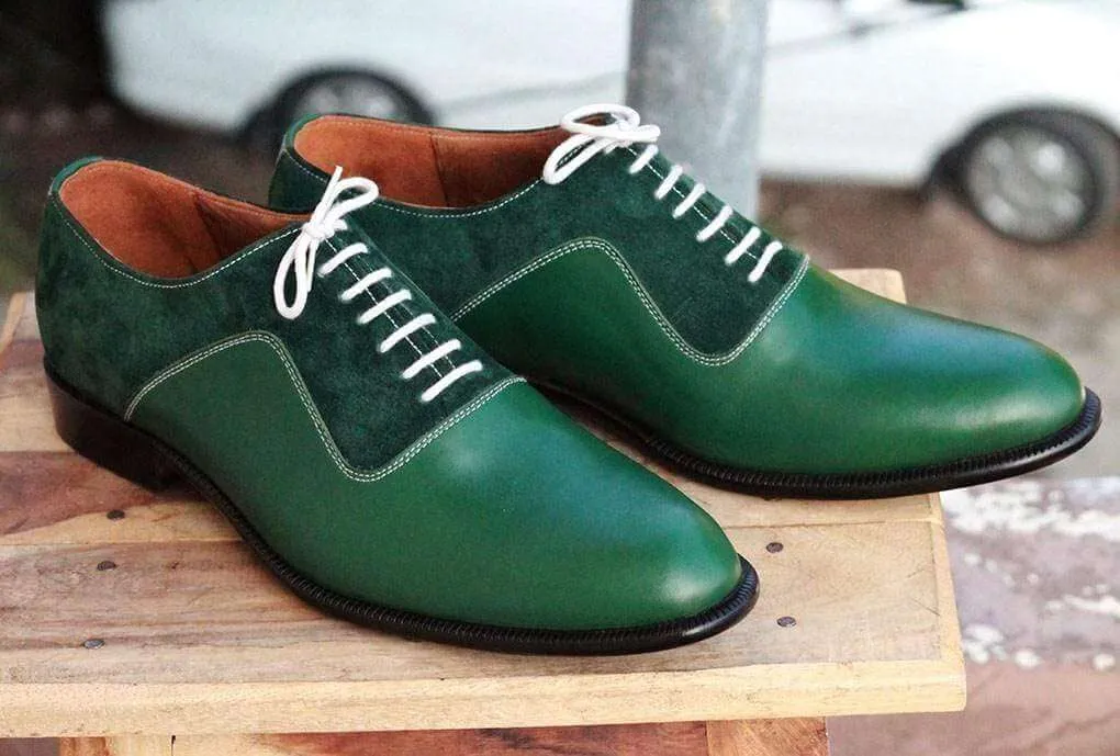 Men's Green Leather Suede Shoe