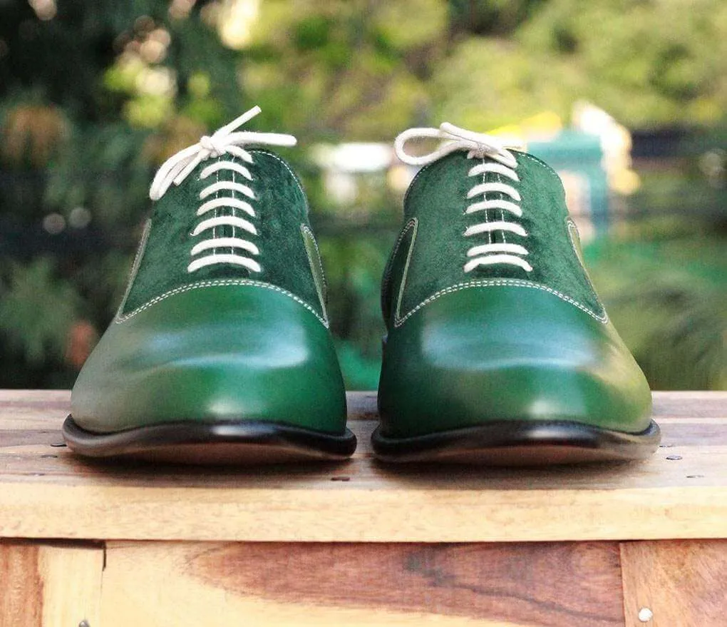 Men's Green Leather Suede Shoe