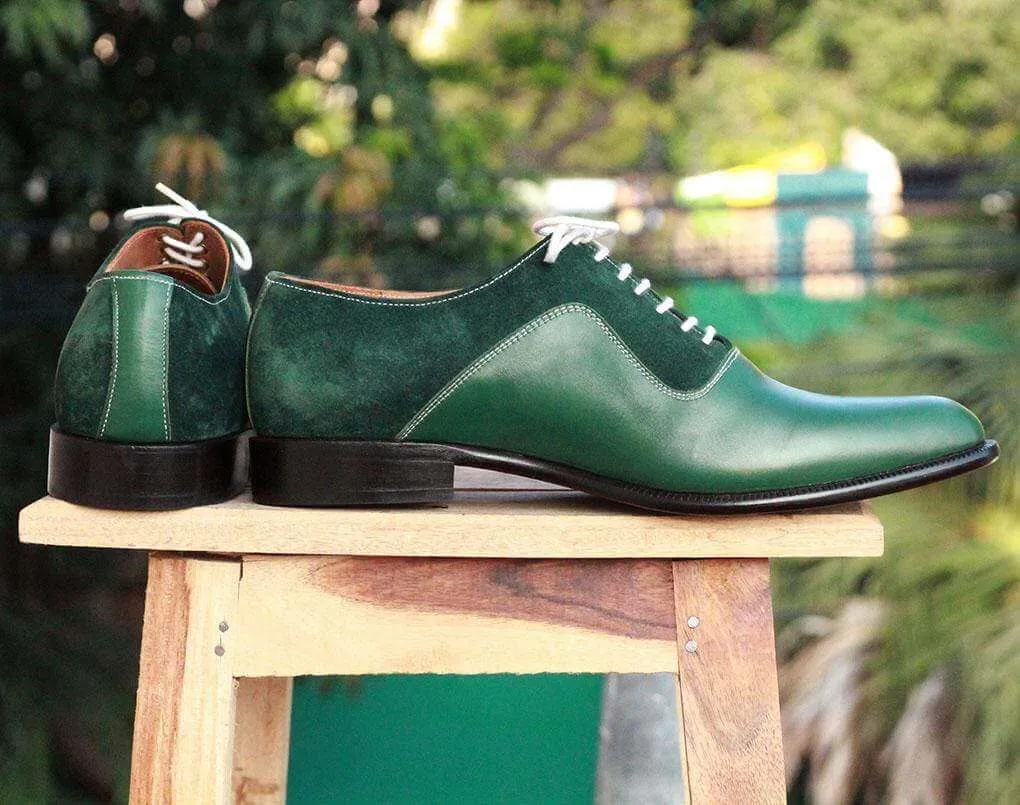 Men's Green Leather Suede Shoe