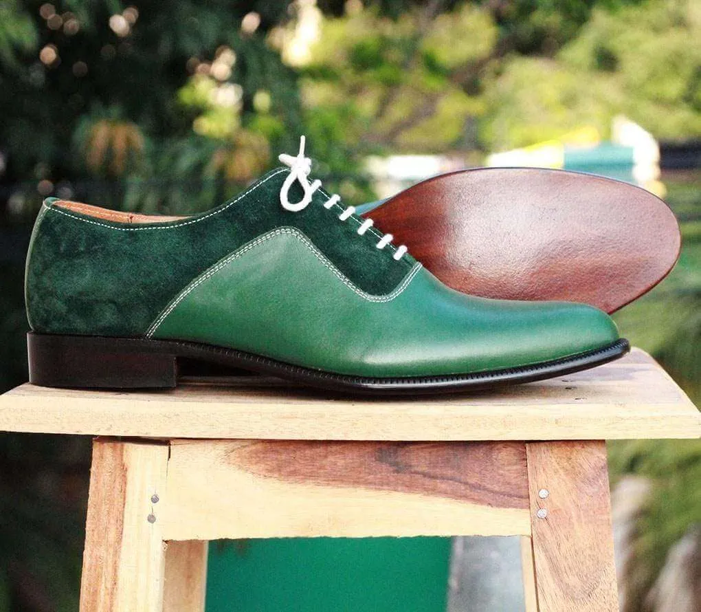 Men's Green Leather Suede Shoe