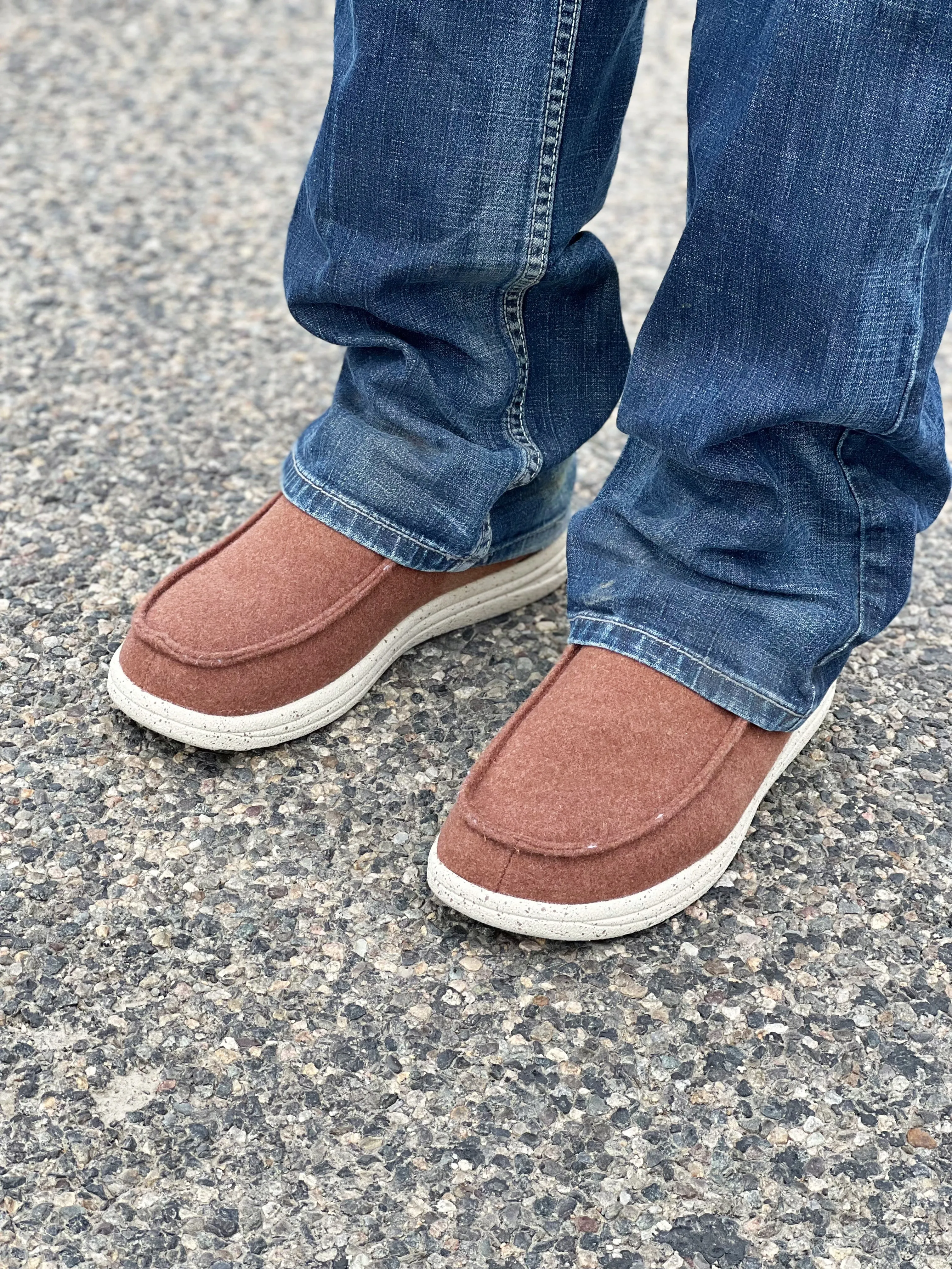 Mens Sherpa Lined Slip on Sneaker in Brown