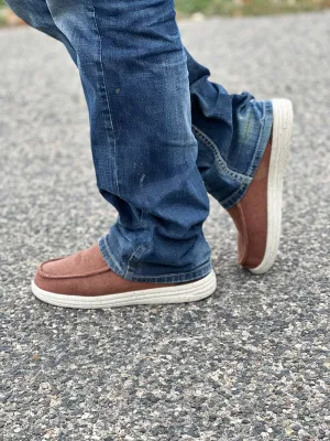 Mens Sherpa Lined Slip on Sneaker in Brown