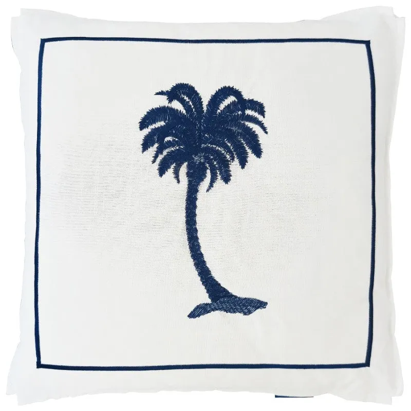 Mirage Haven Ceanna Palm Tree Blue and White 50x50cm Cushion Cover