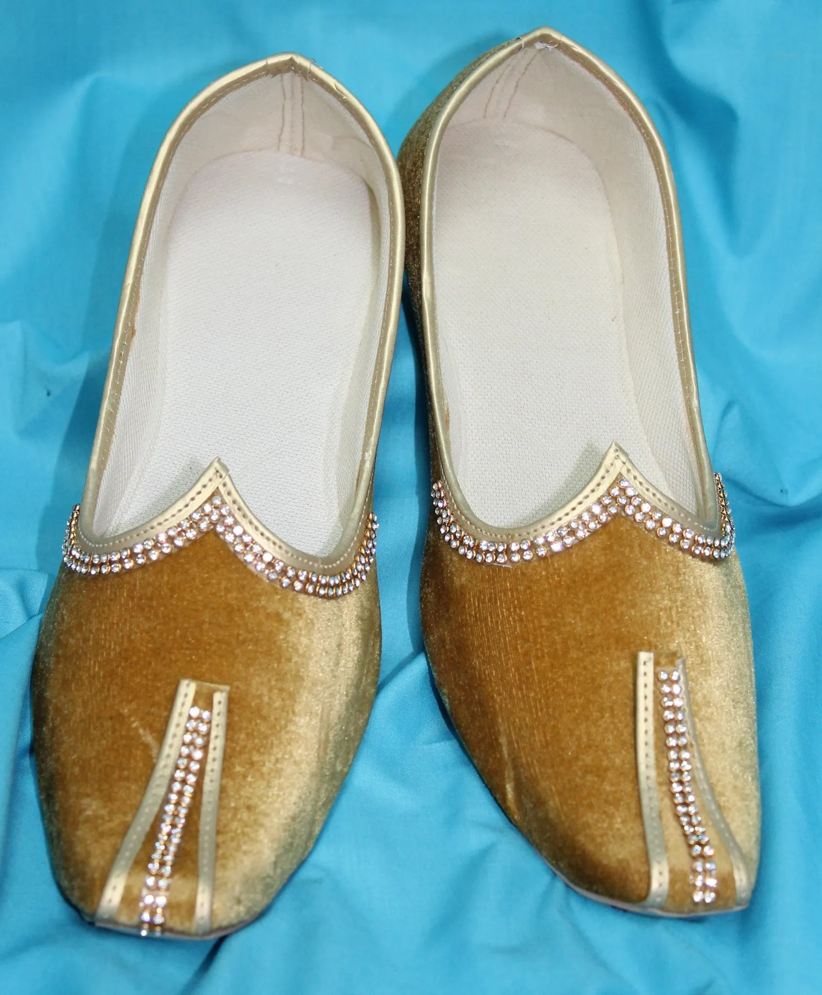 Mojari 5589 Golden Indian Juti Jooti Ballet Flat Saleem Shahi Khussa Shieno Sari