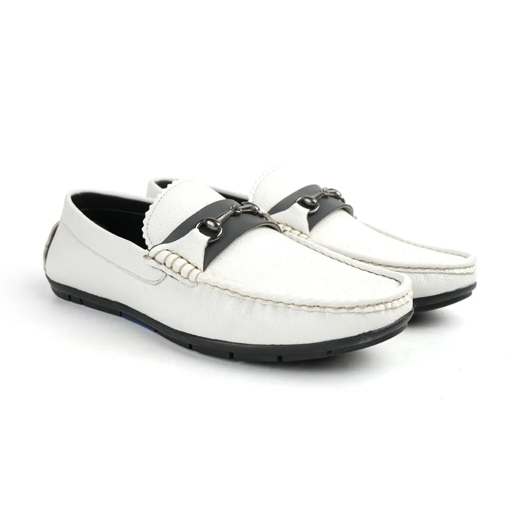 Monkstory Horse-bit Driving Shoes - White