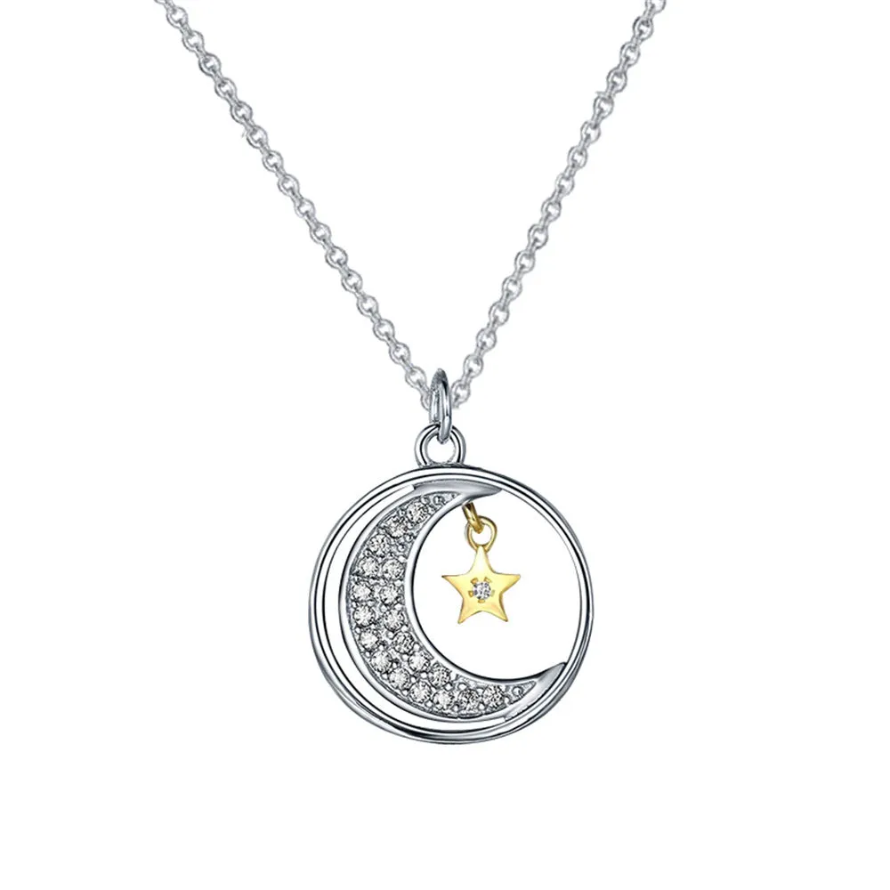 Moon and Star Pendant Necklace