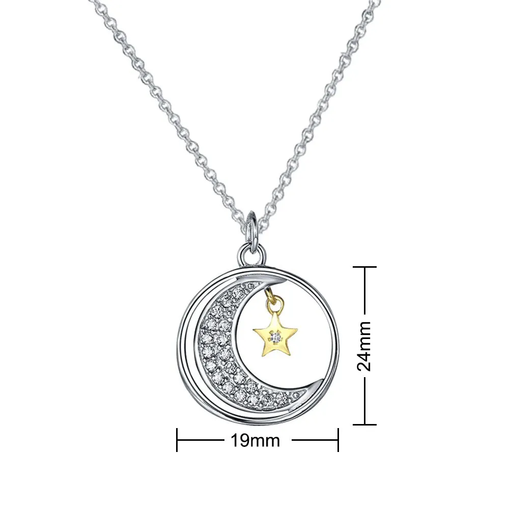 Moon and Star Pendant Necklace