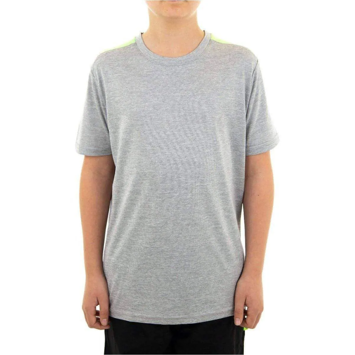 More Mile Marl Boys Short Sleeve Running Top - Grey