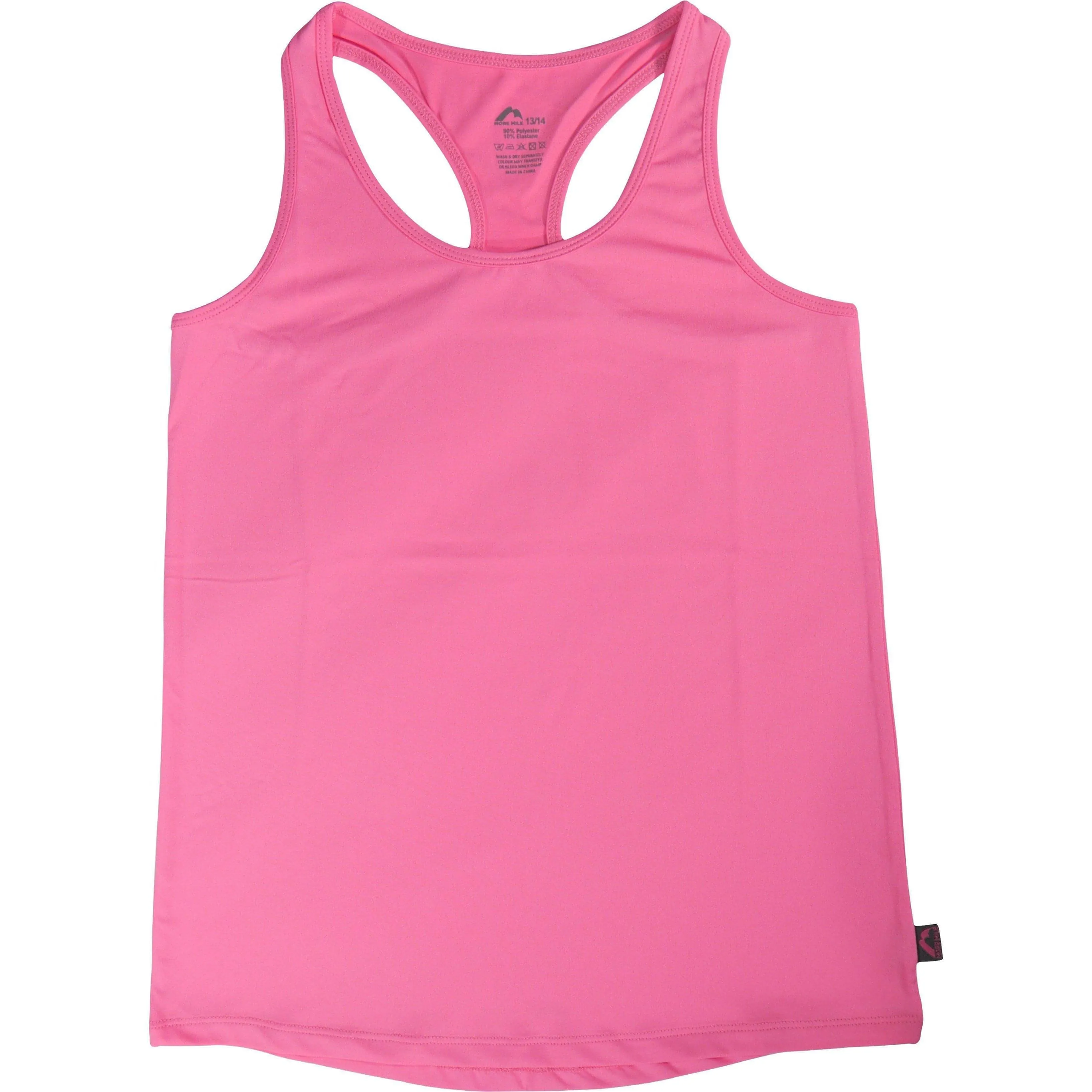 More Mile Racer Back Girls Running Vest - Pink