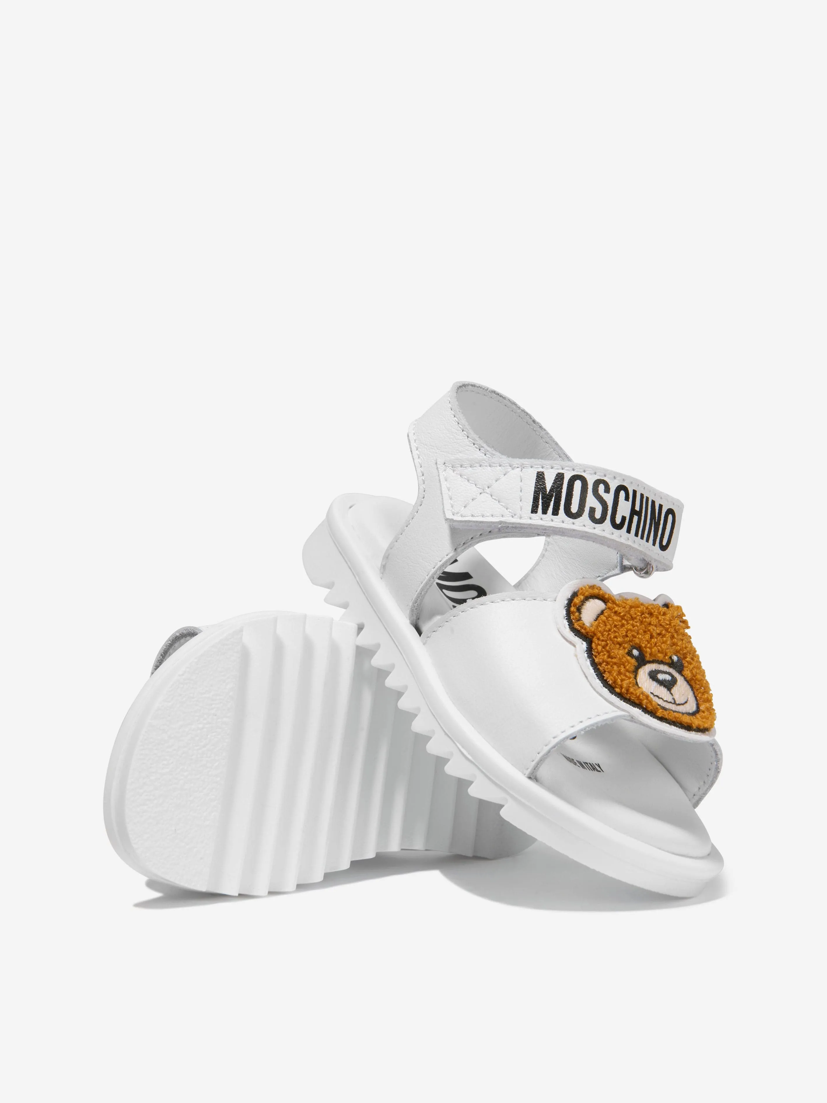 Moschino Girls Leather Teddy Bear Sandals